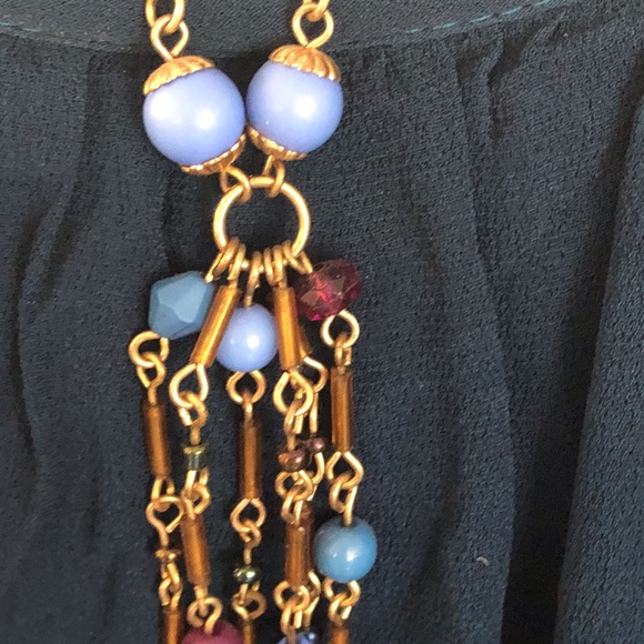 Vintage Lariat Style Bead and Chain Necklace - Picture 2 of 6